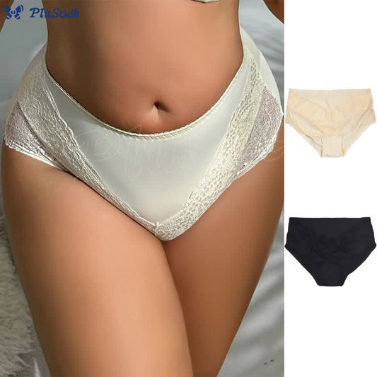 Plus Size Thin Sexy Mid-rise Lace Panty(2 Packs)