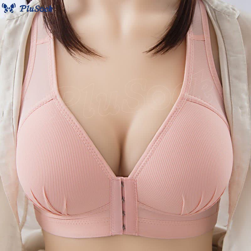 Full Cup Front Buckle Push Up Wireless Bra