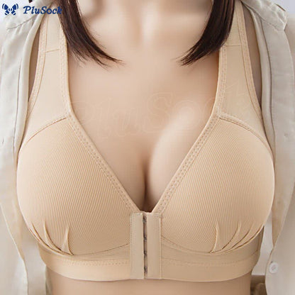 Full Cup Front Buckle Push Up Wireless Bra