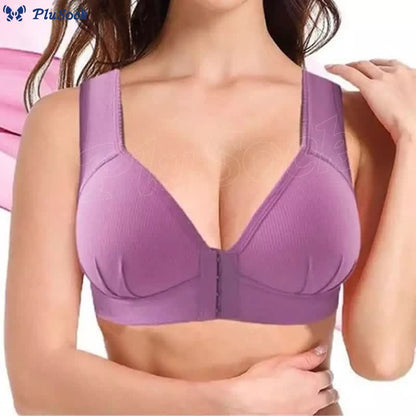 Full Cup Front Buckle Push Up Wireless Bra