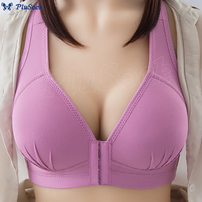 Full Cup Front Buckle Push Up Wireless Bra