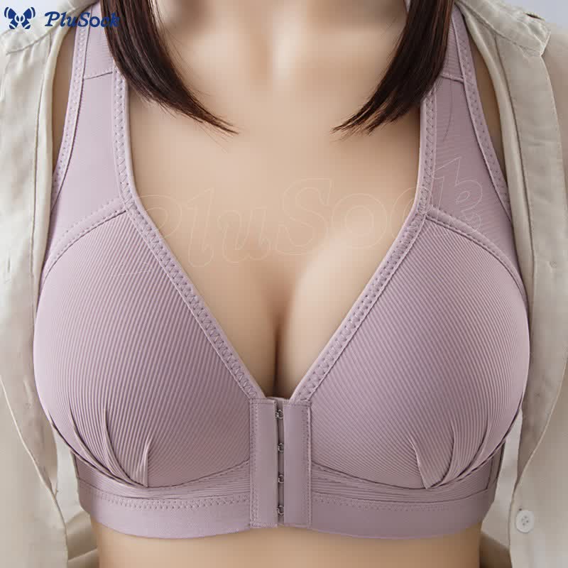 Full Cup Front Buckle Push Up Wireless Bra