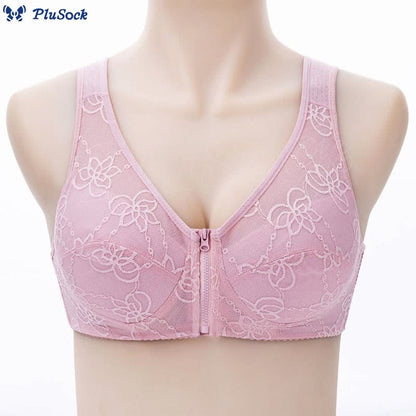 Plus Size Thin Lace Front Zip Tank Bra