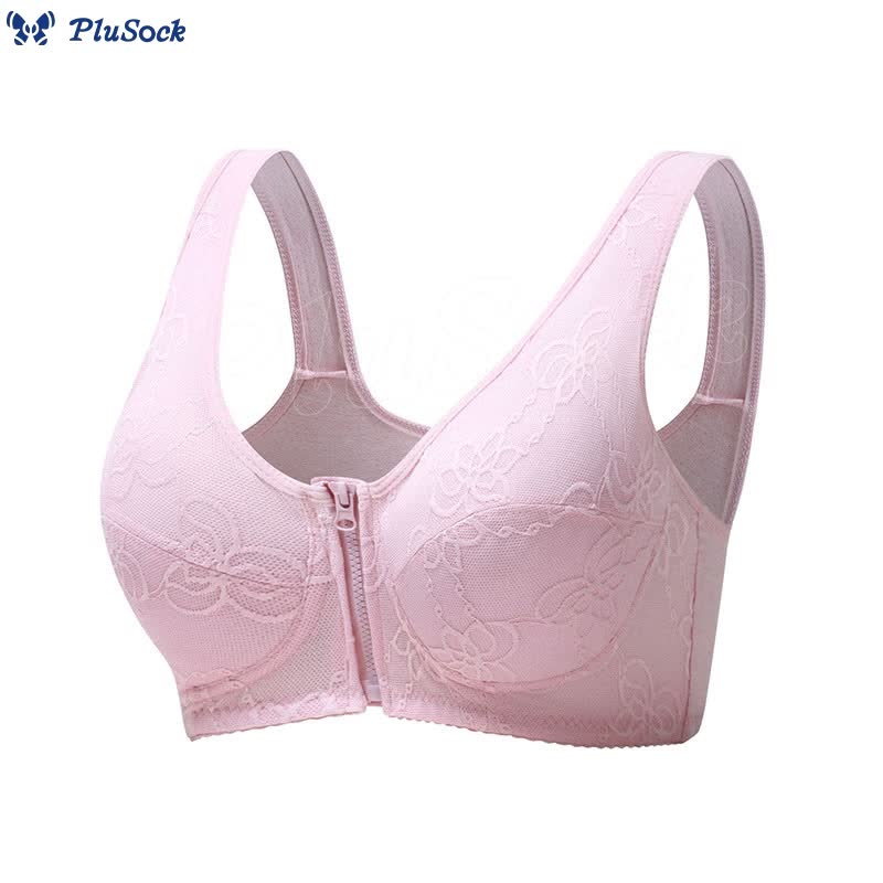 Plus Size Thin Lace Front Zip Tank Bra