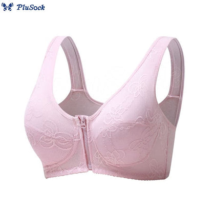 Plus Size Thin Lace Front Zip Tank Bra