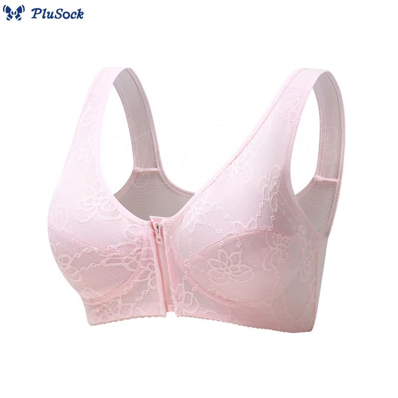 Plus Size Thin Lace Front Zip Tank Bra