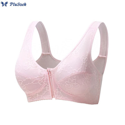 Plus Size Thin Lace Front Zip Tank Bra