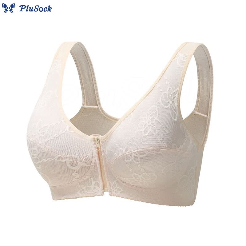 Plus Size Thin Lace Front Zip Tank Bra