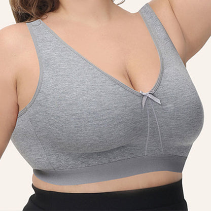 Plus Size Seamless Cotton Wireless Bra