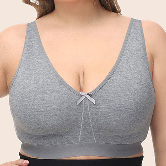 Plus Size Seamless Cotton Wireless Bra