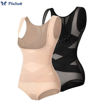 Plus Size Sexy Cross-strap Tummy Control Mesh Shapewear(2 Packs)