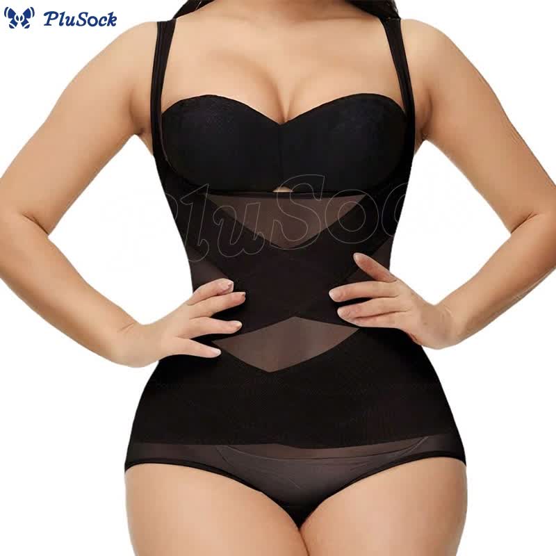 Plus Size Sexy Cross-strap Tummy Control Mesh Shapewear(2 Packs)