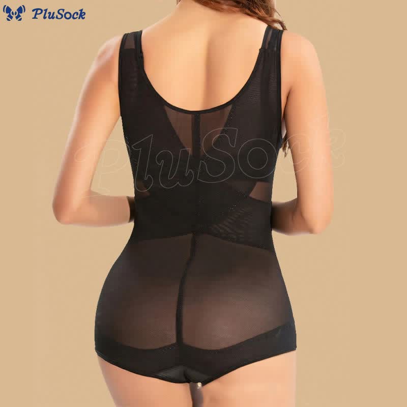 Plus Size Sexy Cross-strap Tummy Control Mesh Shapewear