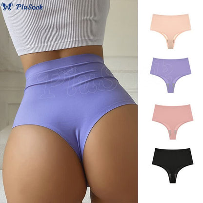 Plus Size High Waist Seamless Ice Silk Thong(3 Packs)