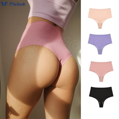 Plus Size High Waist Seamless Ice Silk Thong(3 Packs)