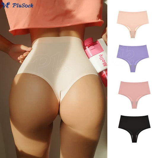 Plus Size High Waist Seamless Ice Silk Thong(3 Packs)