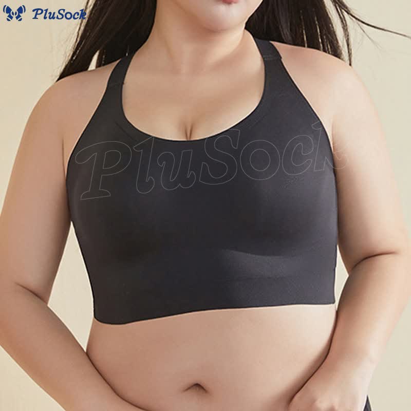 Plus Size Seamless Back Cross Straps Wireless Bra