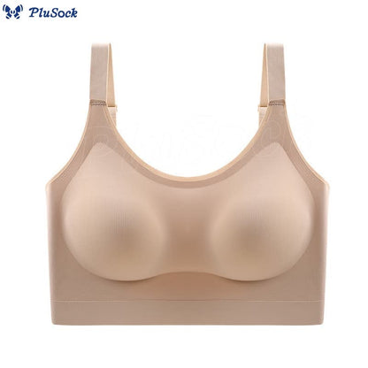 Plus Size Seamless Back Cross Straps Wireless Bra