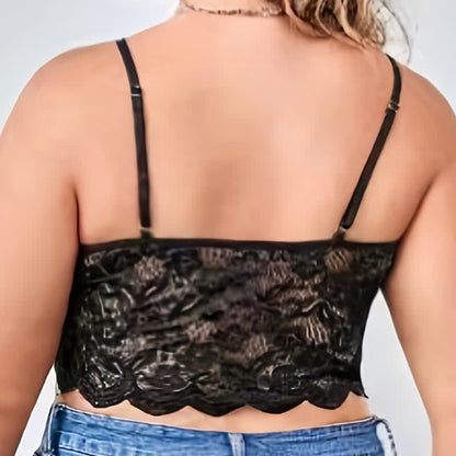 Plus Size Sexy French Lace Tight Suspender Wireless Bra