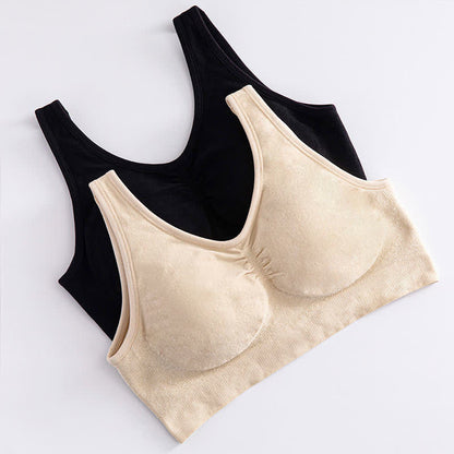 Plus Size Solid Color Shiny Silk Wireless Bra