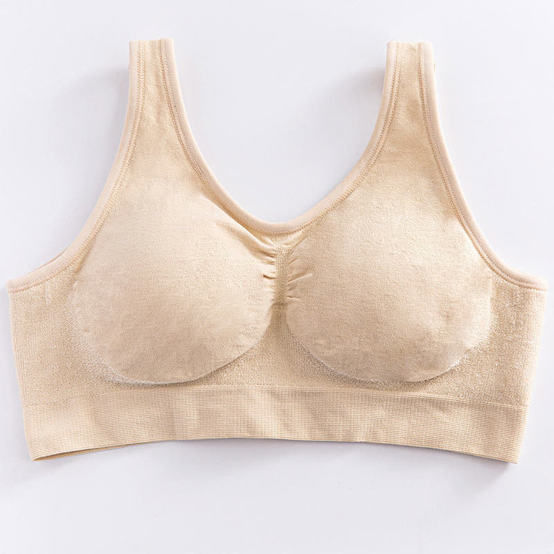 Plus Size Solid Color Shiny Silk Wireless Bra