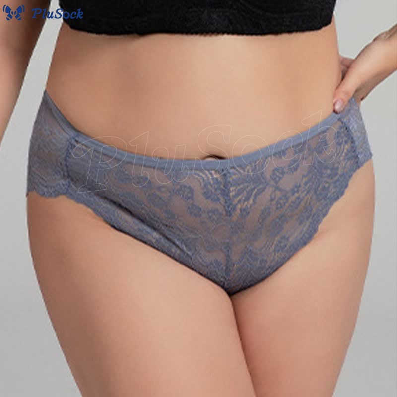 Plus Size Sexy High Waist Lace Semi-transparent Panty(3 Packs)