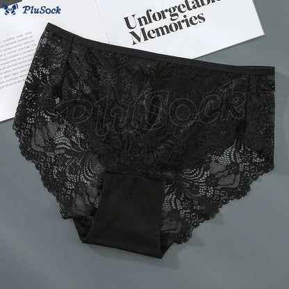 Plus Size Sexy High Waist Lace Semi-transparent Panty(3 Packs)