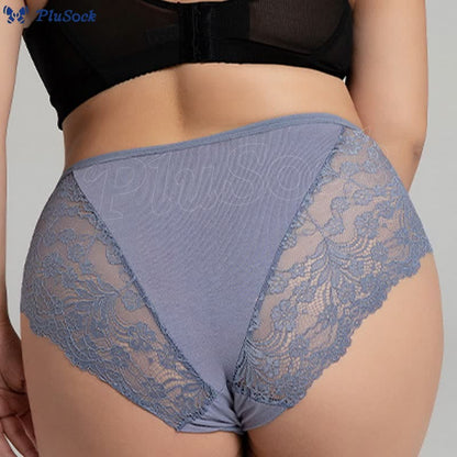 Plus Size Sexy High Waist Lace Semi-transparent Panty(3 Packs)