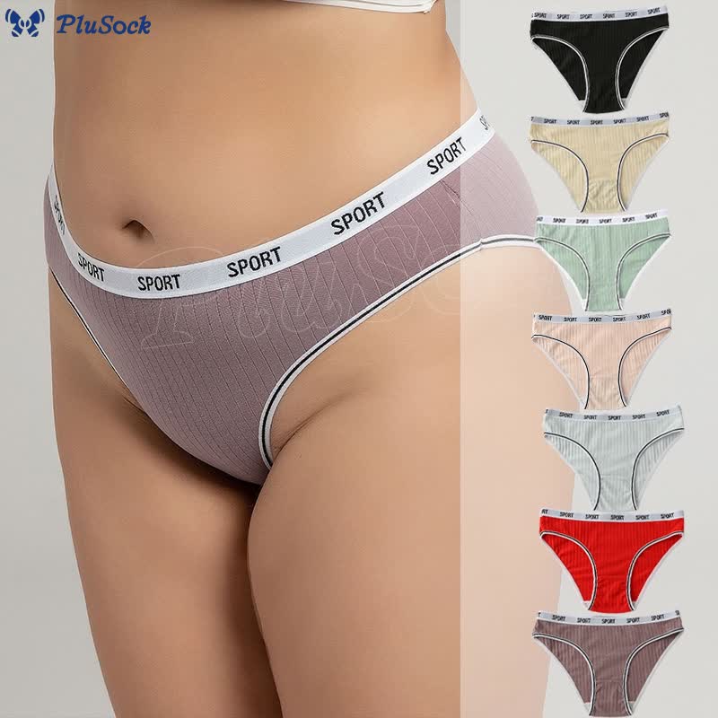 Plus Size Mid-Rise Cotton Breathable Panty(3 Packs)