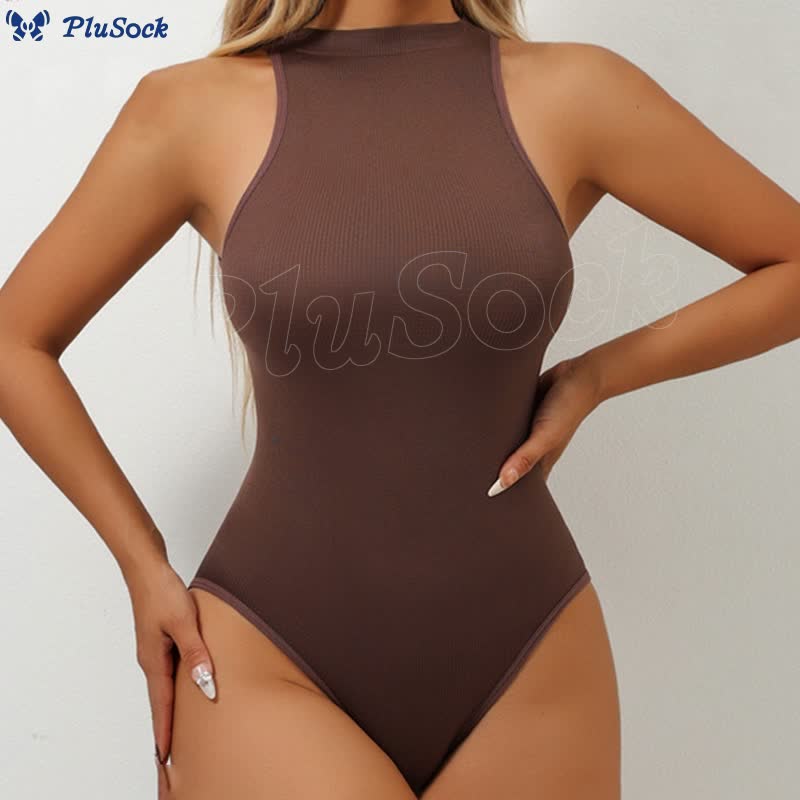 Solid Color Round Neck Sleeveless Shaping Bodysuit