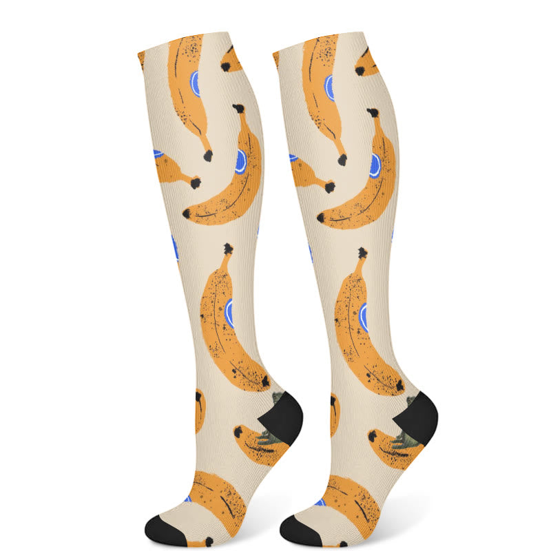 Kiwi Fruit Banana Orange Compression Socks(3 Pairs)