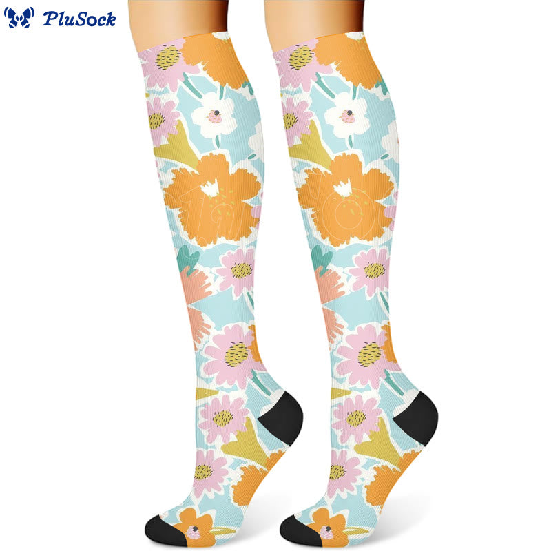 Flowers Bloom Compression Socks(3 Pairs)