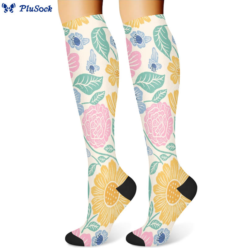 Flowers Bloom Compression Socks(3 Pairs)