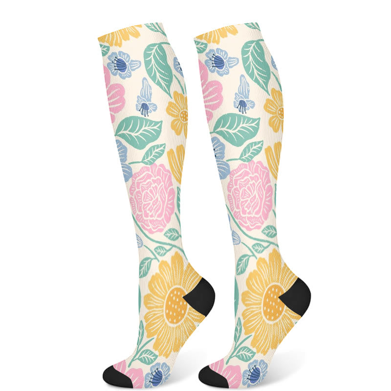 Flowers Bloom Compression Socks(3 Pairs)