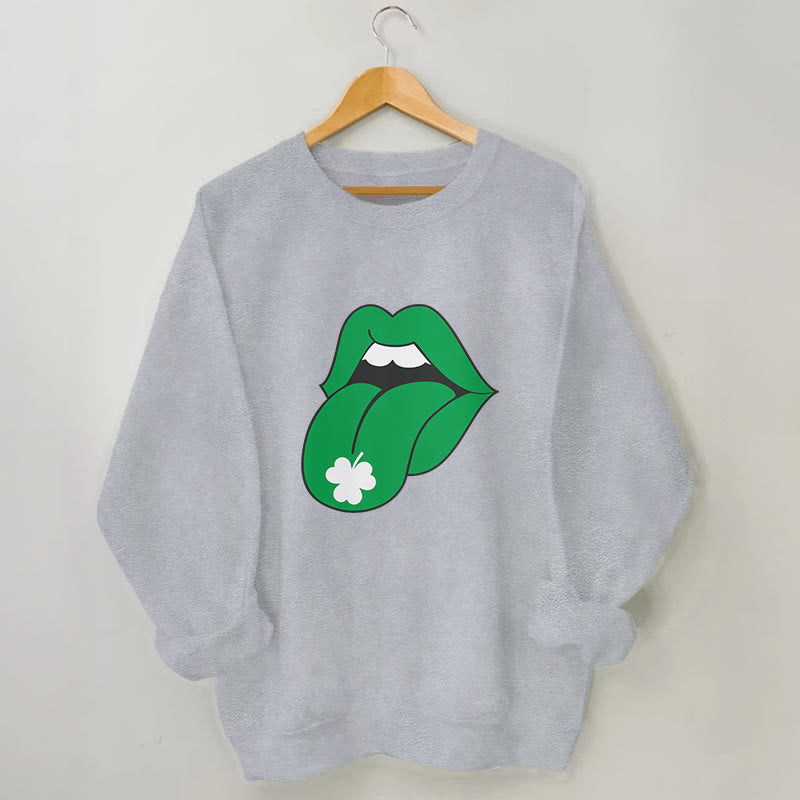 Plus Size Green Lips Sweatshirt