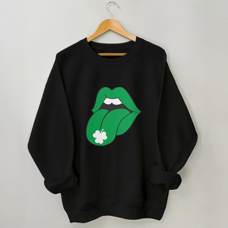 Plus Size Green Lips Sweatshirt