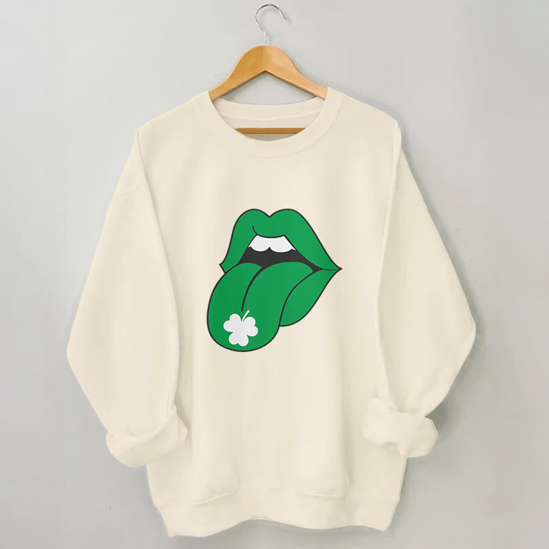 Plus Size Green Lips Sweatshirt