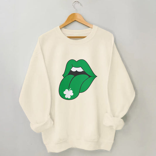 Plus Size Green Lips Sweatshirt