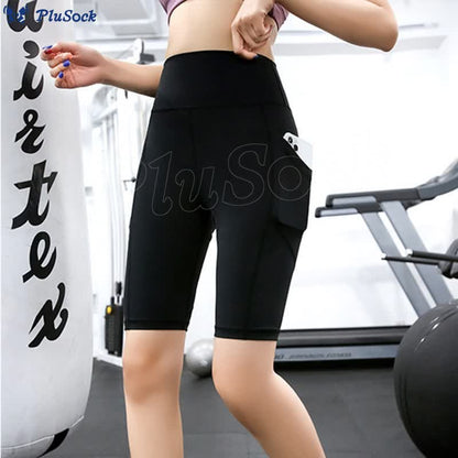 High Waist Hip Lift Side Pocket Yoga Shorts