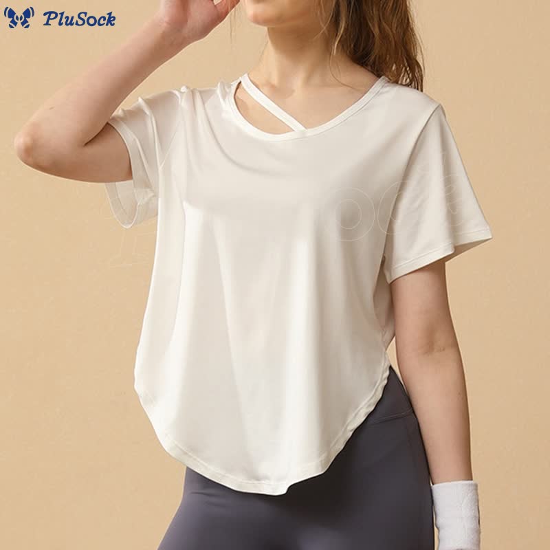 Plus Size Loose Breathable Quick Dry Yoga Short Sleeves