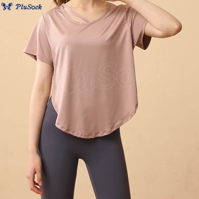 Plus Size Loose Breathable Quick Dry Yoga Short Sleeves