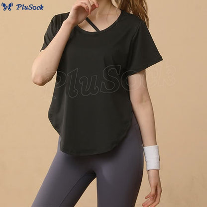 Plus Size Loose Breathable Quick Dry Yoga Short Sleeves