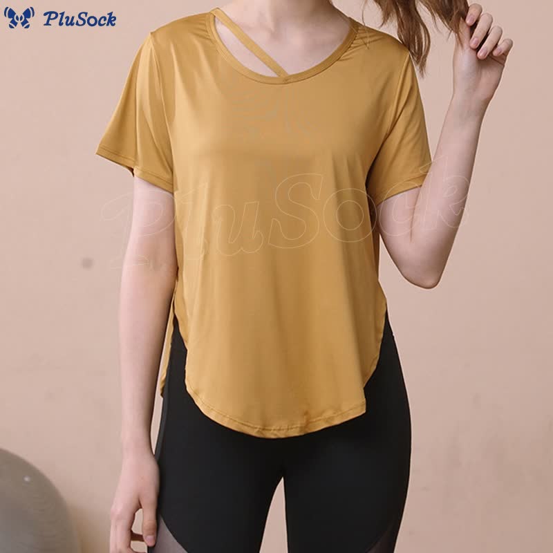 Plus Size Loose Breathable Quick Dry Yoga Short Sleeves