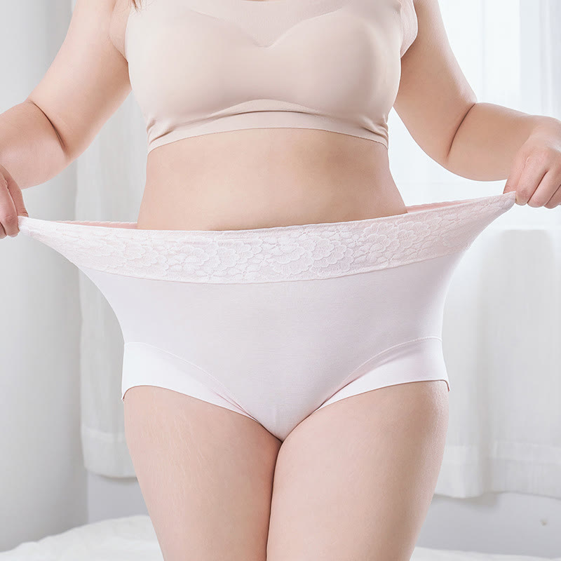 Plus Size Lace Cotton Panty(2 Packs)