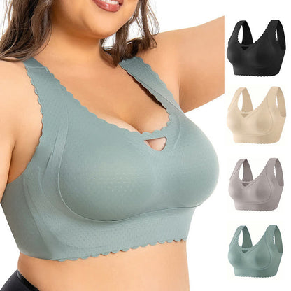 Plus Size Seamless Wavy Edge Push-up Wireless Bra