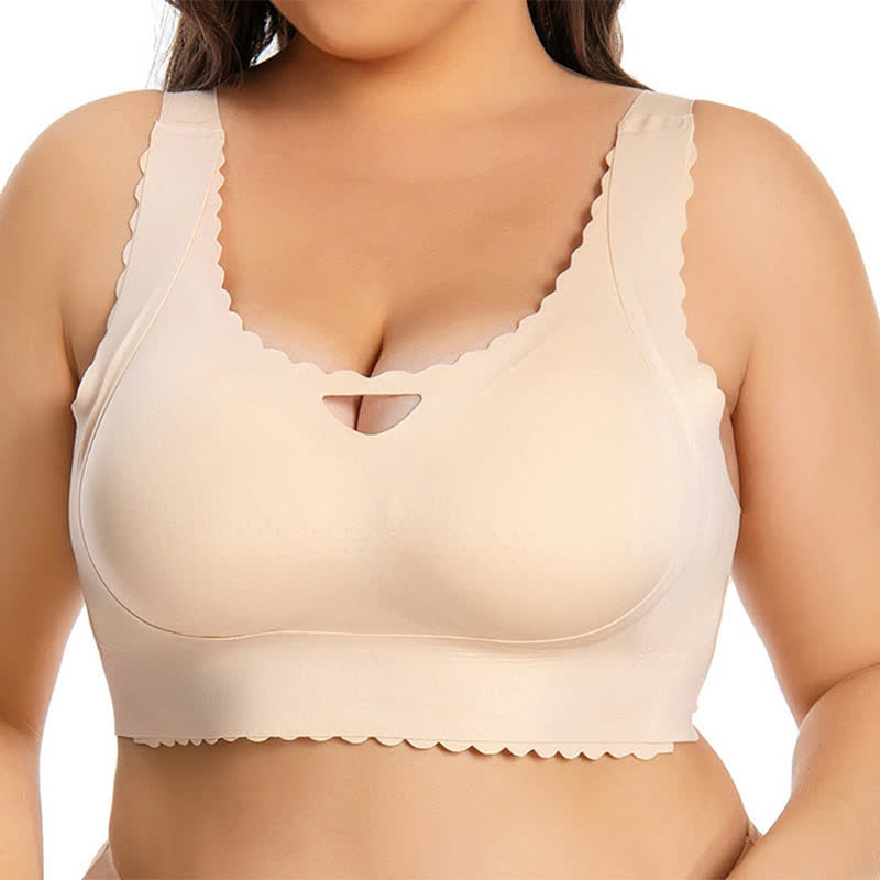 Plus Size Seamless Wavy Edge Push-up Wireless Bra