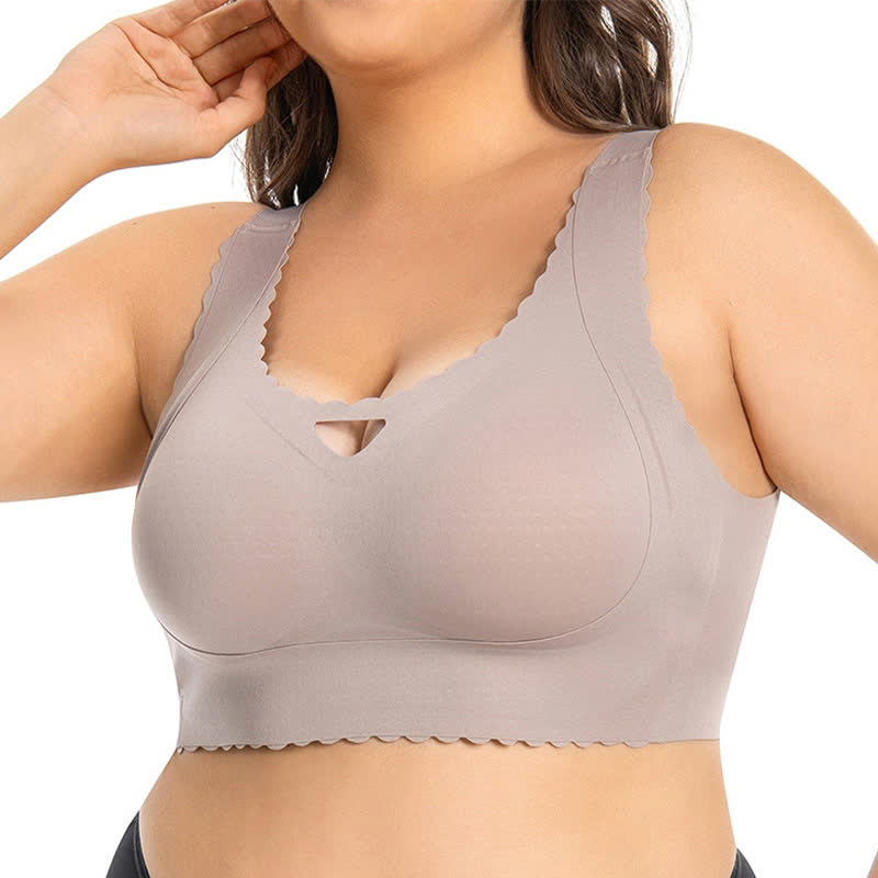 Plus Size Seamless Wavy Edge Push-up Wireless Bra