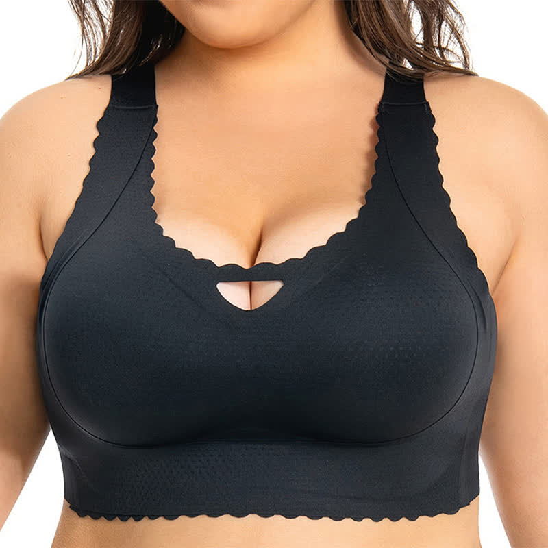 Plus Size Seamless Wavy Edge Push-up Wireless Bra