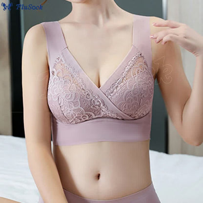 Plus Size Lace Seamless Wireless Bra