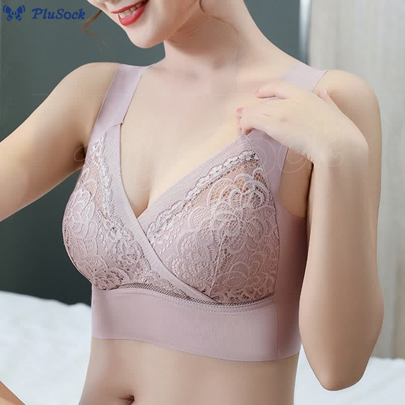 Plus Size Lace Seamless Wireless Bra